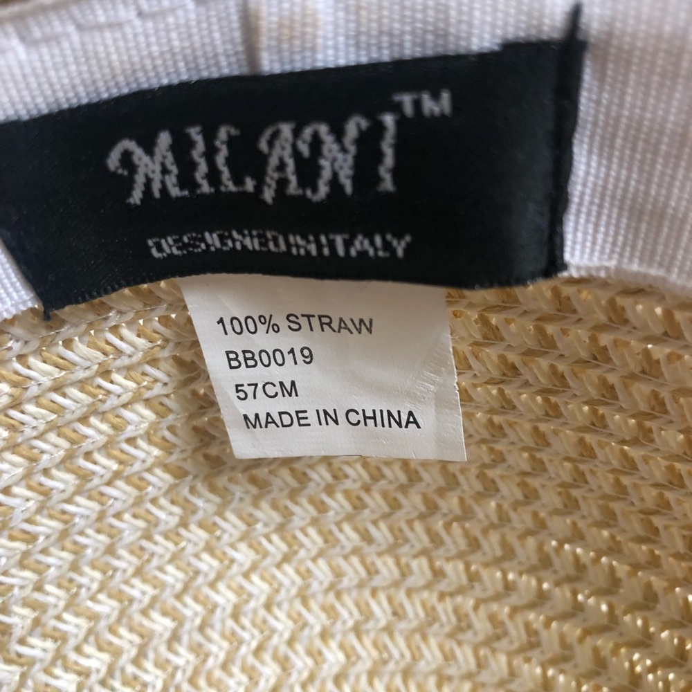 🇺🇸 NEW Milani Cream Hat with Blue Trim - Picture 4 of 5
